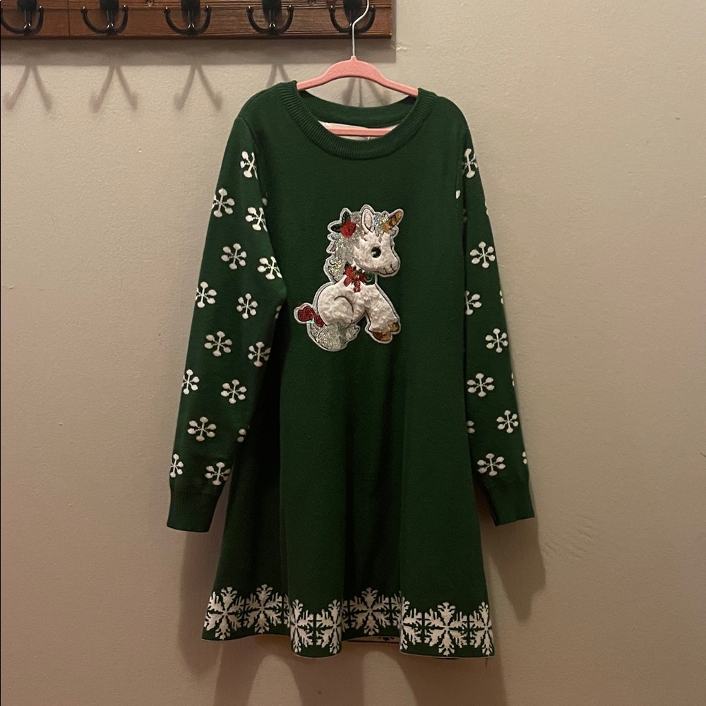 Charming Green Unicorn Dress for Kids winter (Christmas)